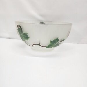 Vintage Gay Fad Hazel Atlas Frosted Glass 10" Ivy Salad Serving Bowl MCM